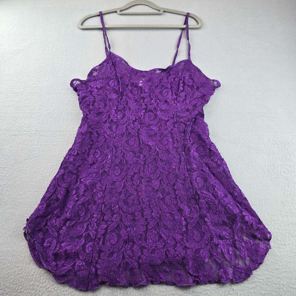 Vintage Cinema Etoile Lingerie Babydoll Dress Womens Medium Purple Lace Nightie